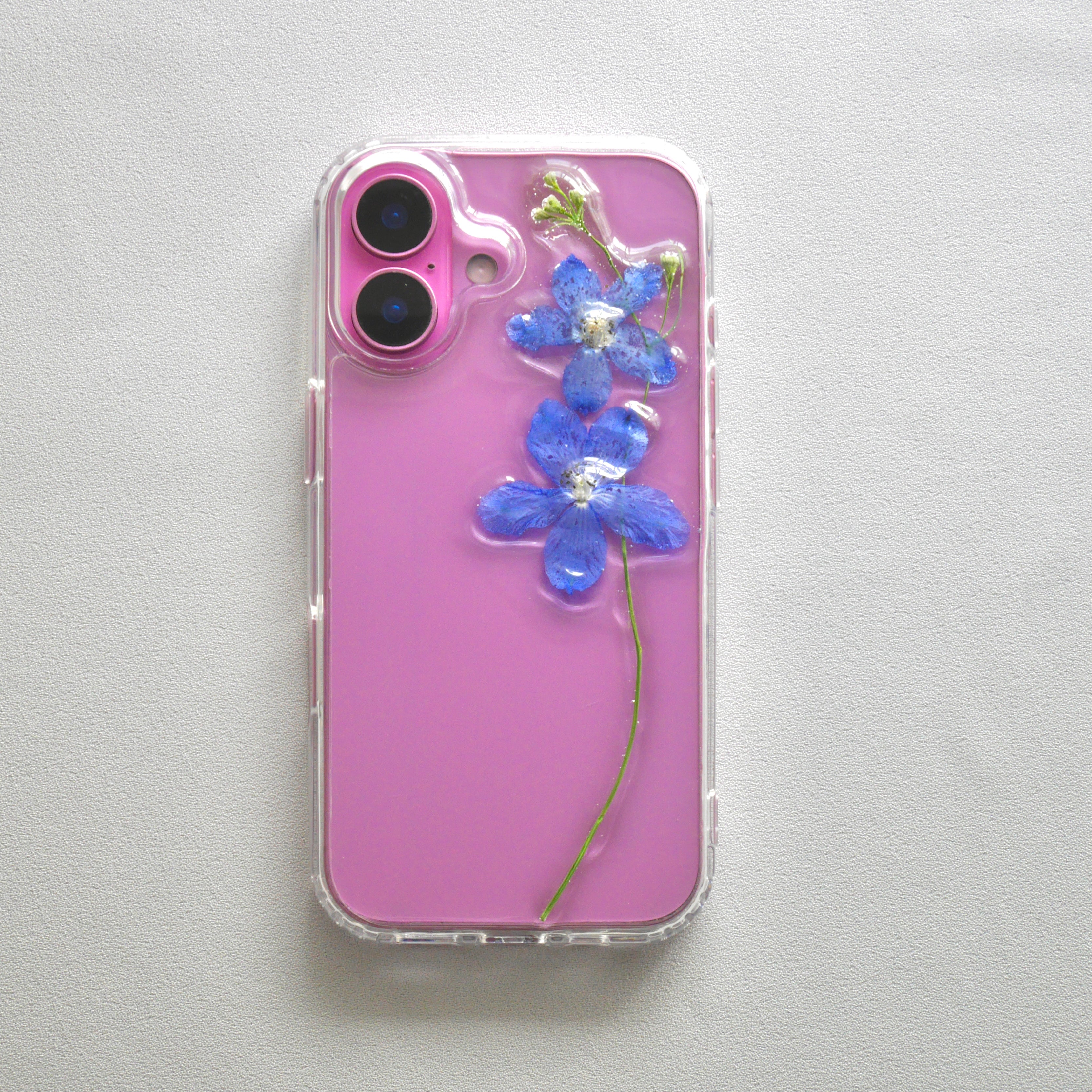 星降る夜なデルフィニウム｜本物の花の立体スマホケース｜ikkasoel